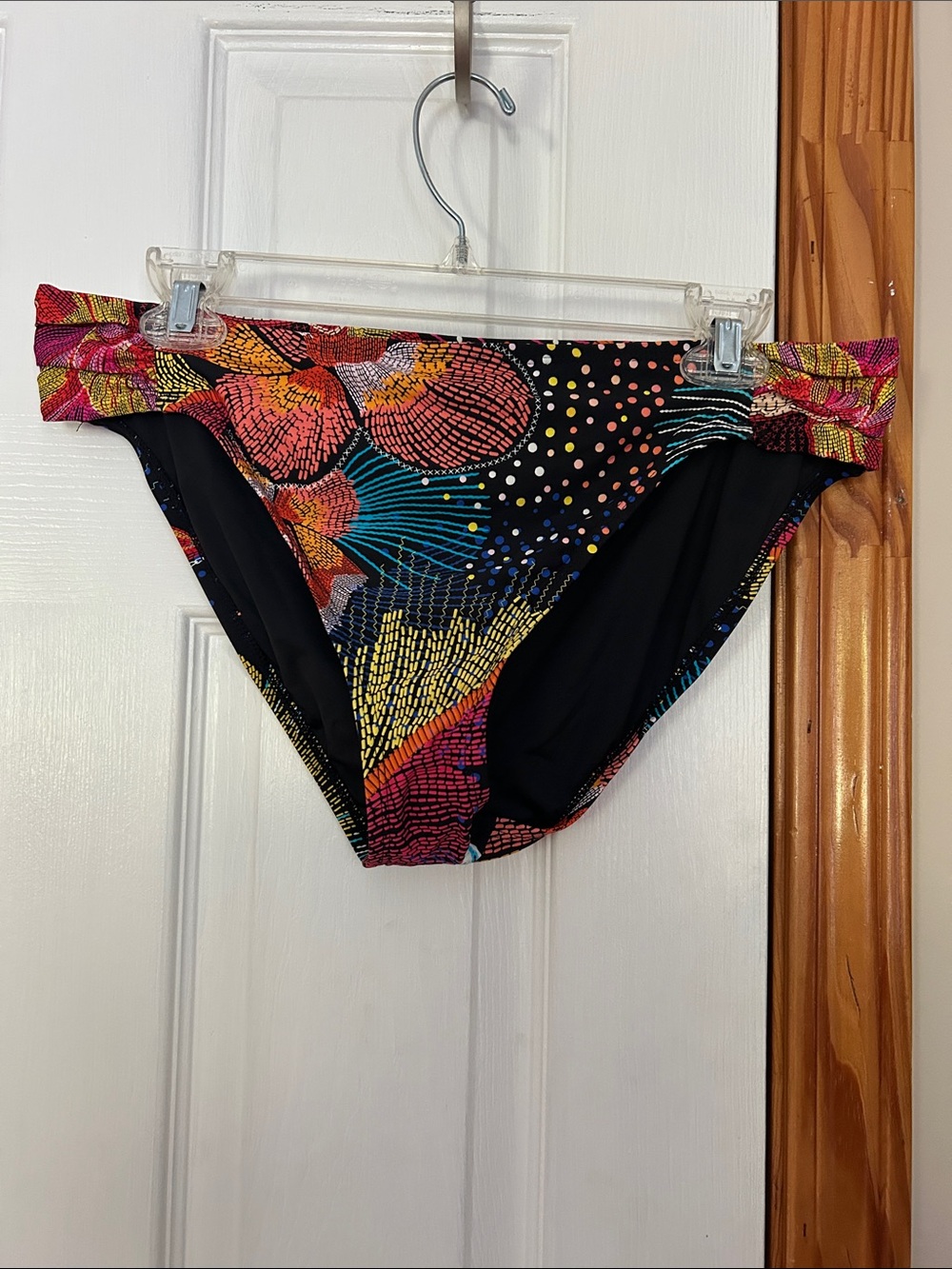 La Blanca Black Bikini Bottoms with Colorful Floral Print